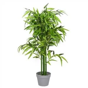 Άσπρο δοχείο με τεχνητό φύλλο μπαμπού